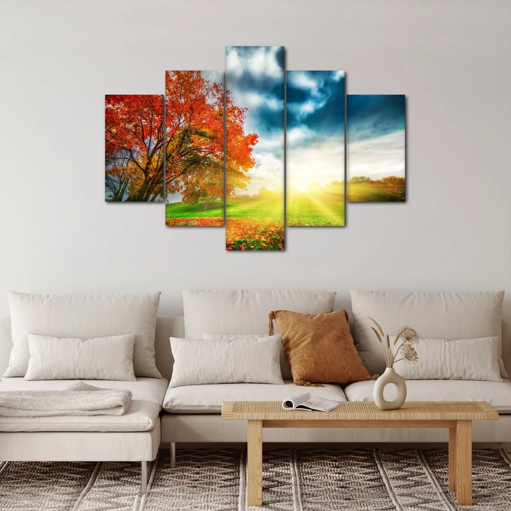 Obraz krajiny zaliate slnečným svitom (150x105 cm)