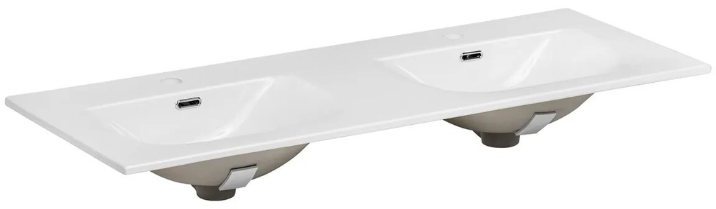Dvojité keramické umývadlo Sky 121 cm biele