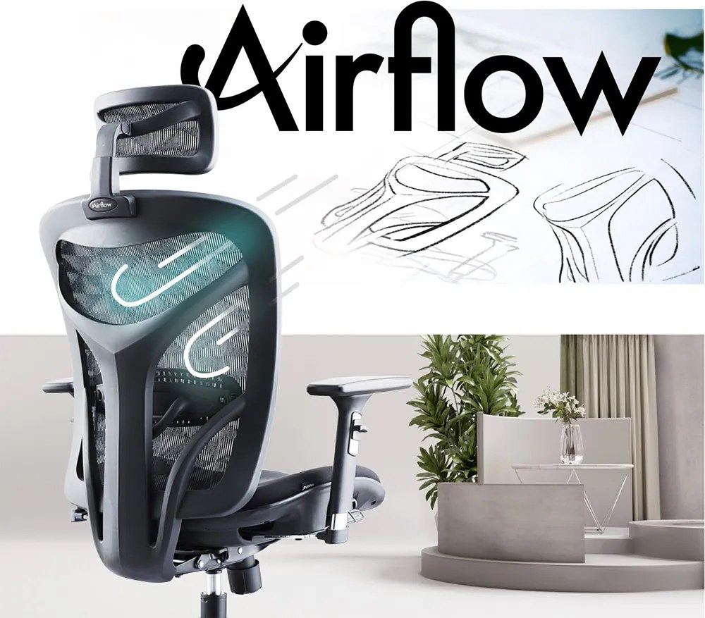 Ergonomická kancelárska stolička MOSH Airflow 601 – čierna