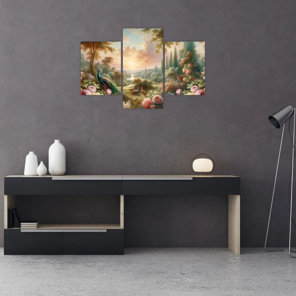 Obraz - Pávy v záhrade (90x60 cm)