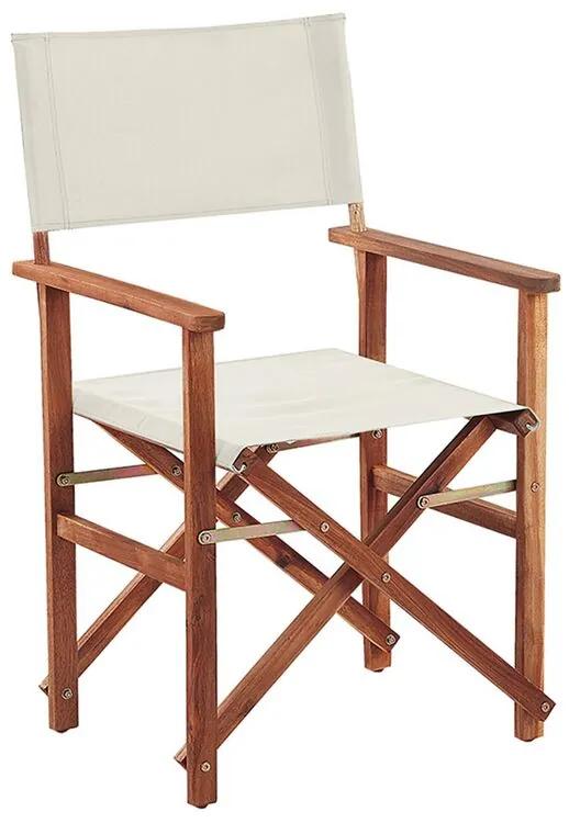 Sada 2 záhradných stoličiek a náhradných poťahov tmavé akáciové drevo/farebný vzor CINE Beliani