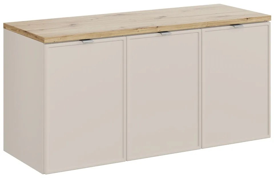 Závesná skrinka Bella Cashmere s doskou 120 cm kašmír/dub artisan