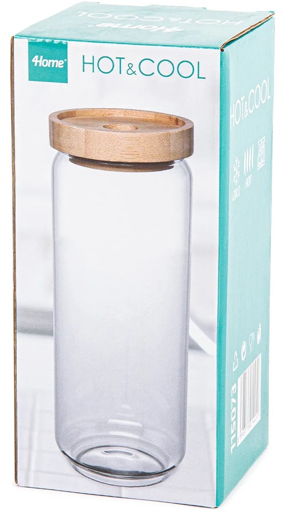 4Home Sklenená dóza na potraviny s viečkom Bamboo Style, 1000 ml, 1000 ml