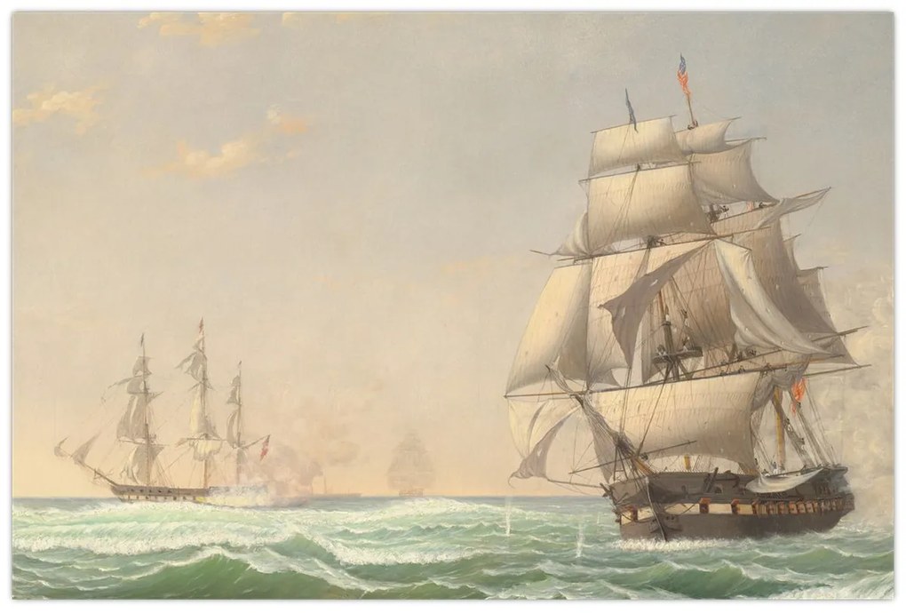 Obraz - Fitz Henry Lane, The United States Frigate President Engaging the British Squadron, reprodukcia (90x60 cm)