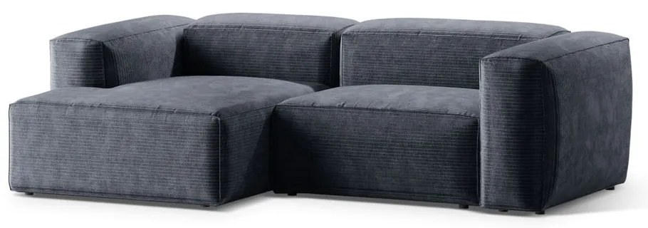 Sivomodrá menčestrová rohová pohovka (ľavý roh/s leňoškou) Bergamo – Cosmopolitan Design