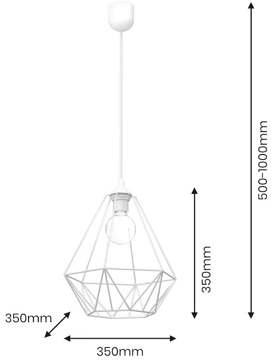 Závesné svietidlo Basket, 1x biele drôtené tienidlo, w