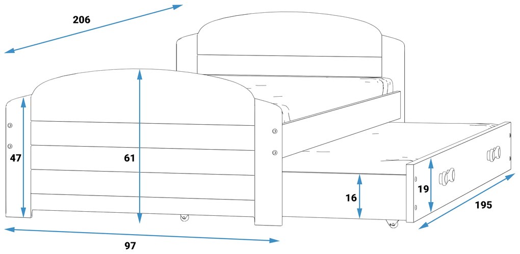 Interbeds Jednolôžková posteľ Lili3 Grafit pre teenagerov 200x90 s matracom, rozkladacia - zelená