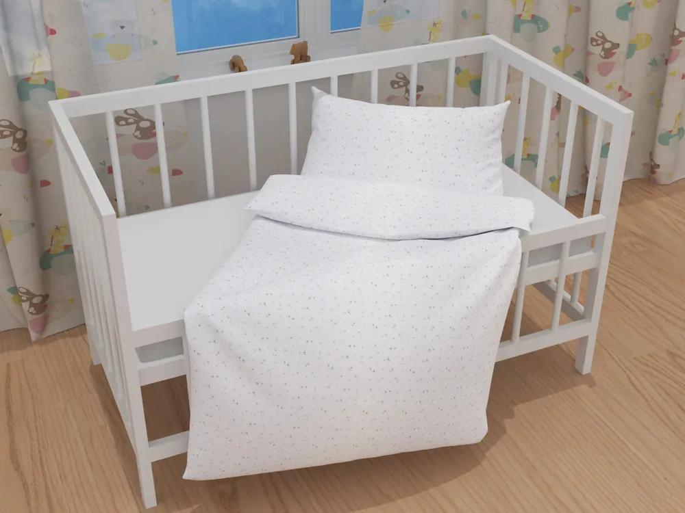 Biante Detské bavlnené posteľné obliečky do postieľky Sandra SA-424 Drobné kvietky na bielom Do postieľky 90x140 a 50x70 cm