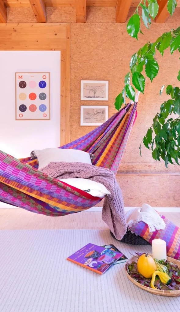 La Siesta FLORA KINGSIZE PATTERN - hojdacia sieť s dlhou životnosťou a vysokou nosnosťou, 100 % organická bavlna