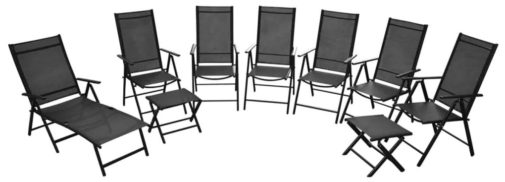 vidaXL Skladacie záhradné stoličky 9 ks, hliníkové, čierne | BIANO