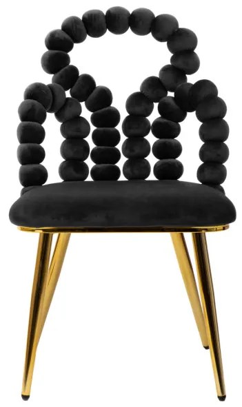 Jedálenská stolička BUBBLE BEAM zamatová čierna so zlatými nohami 871837
