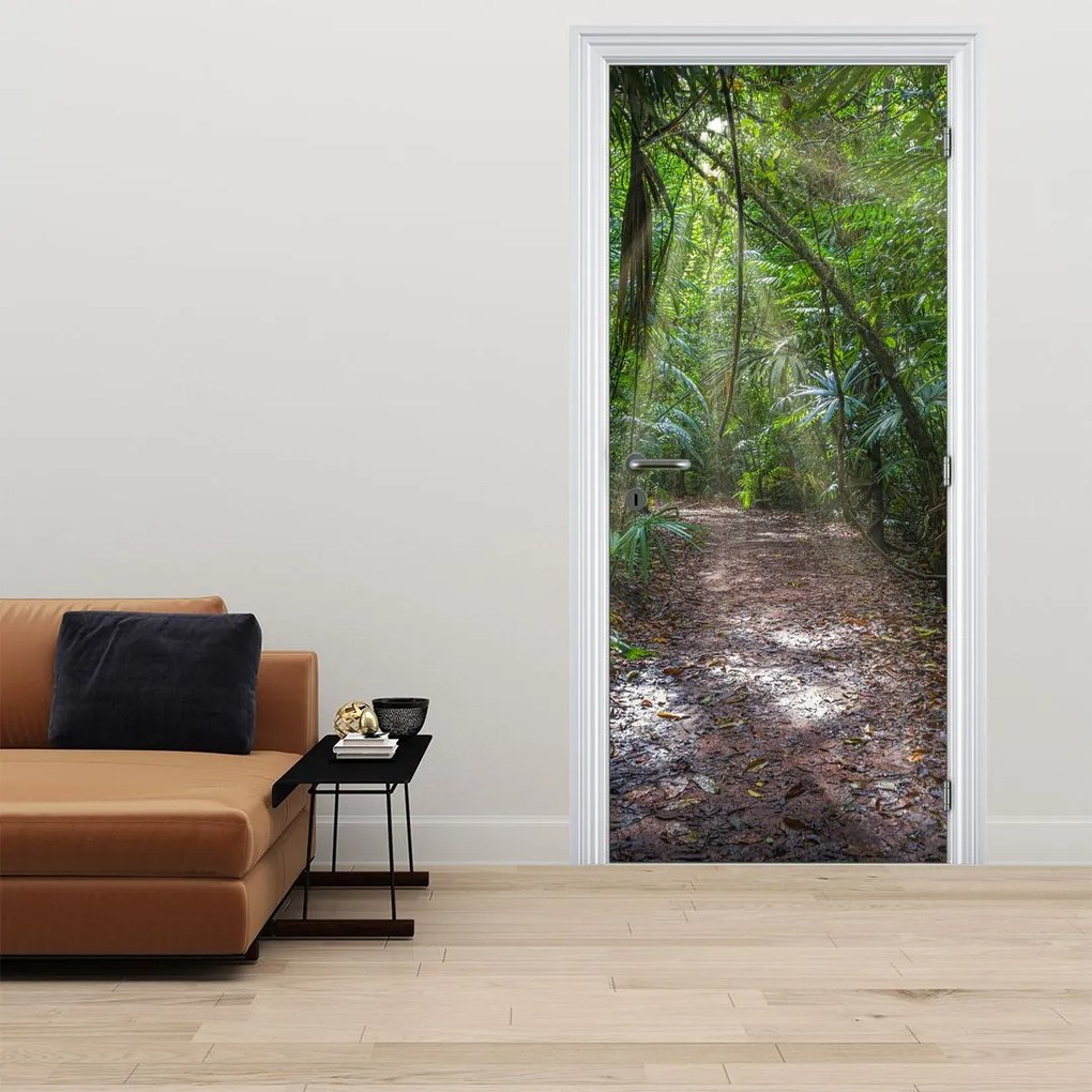 Fototapeta na dvere - Slnečné lúče v džungli (95x205cm)