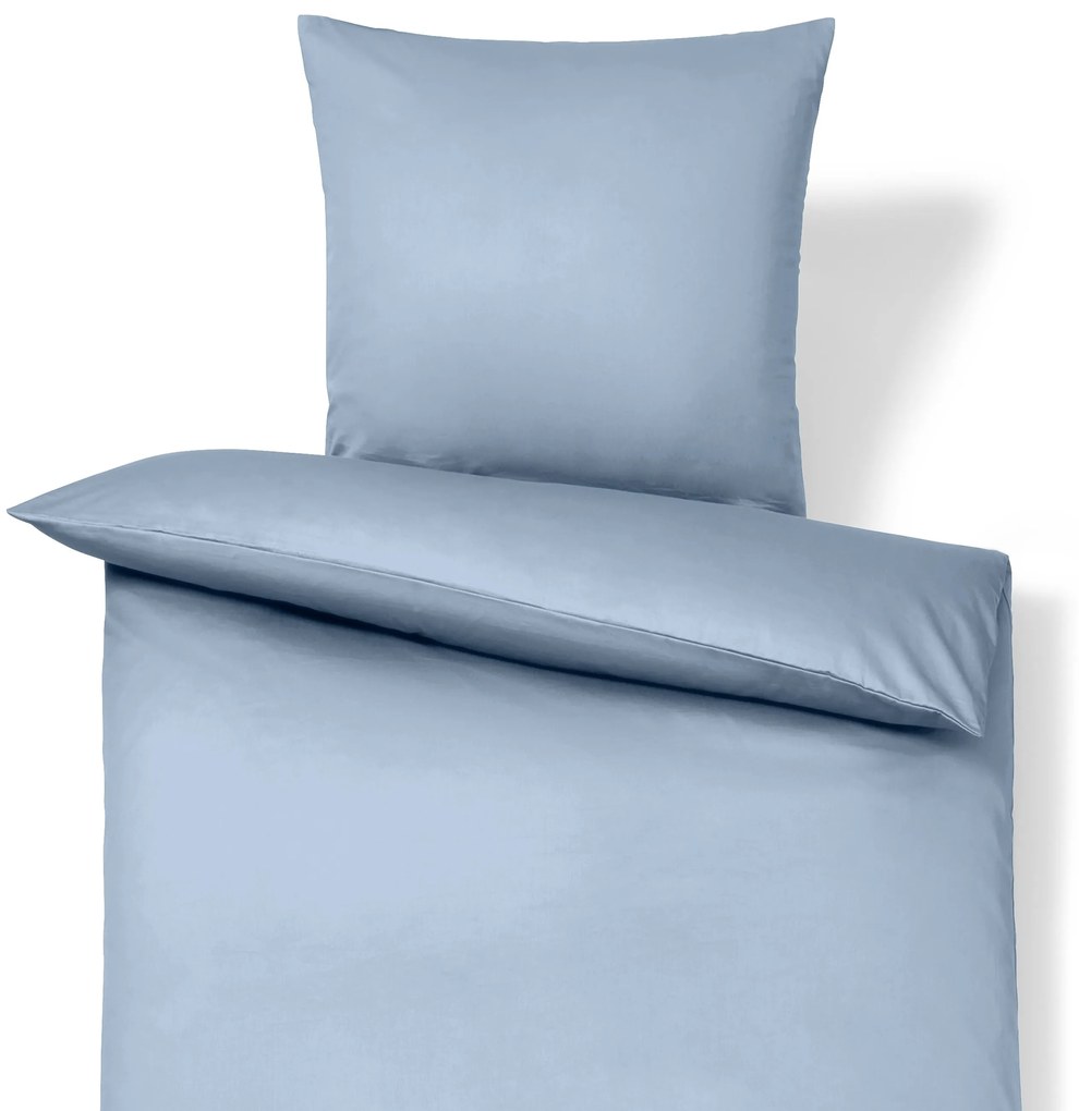 Posteľná bielizeň z bavlny a saténu, svetlomodrá, štandardná veľkosť