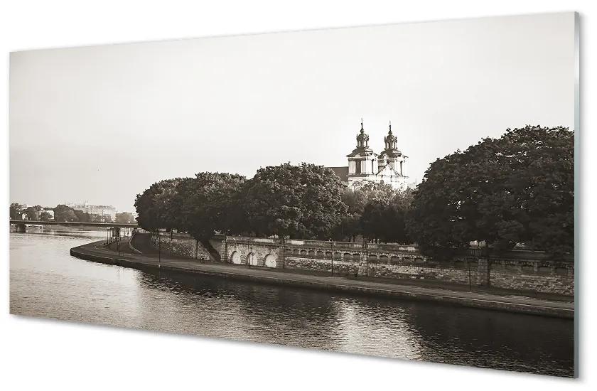 Obraz na akrylátovom skle Krakow river bridge 125x50 cm