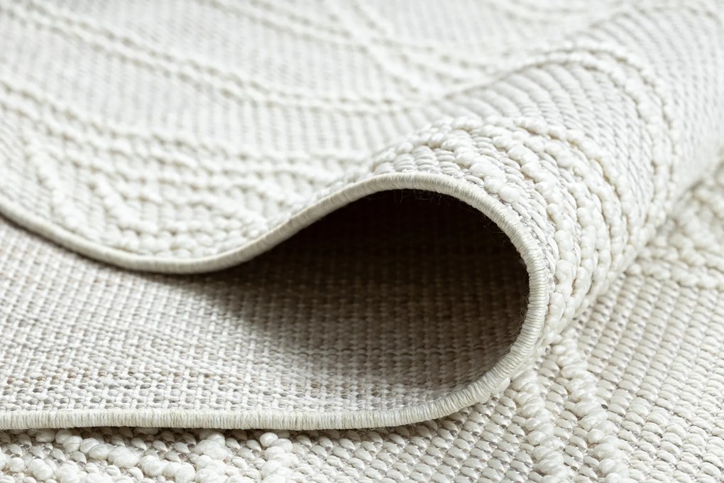 Koberec NANO EN14A Diamanty, slučkový, plocho tkaný, biely