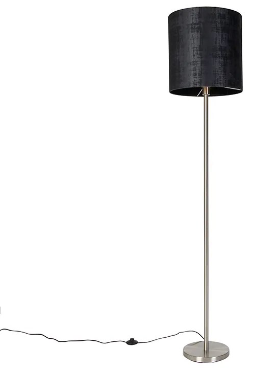 Moderná stojaca lampa oceľ s tienidlom čierna 40 cm - Simplo