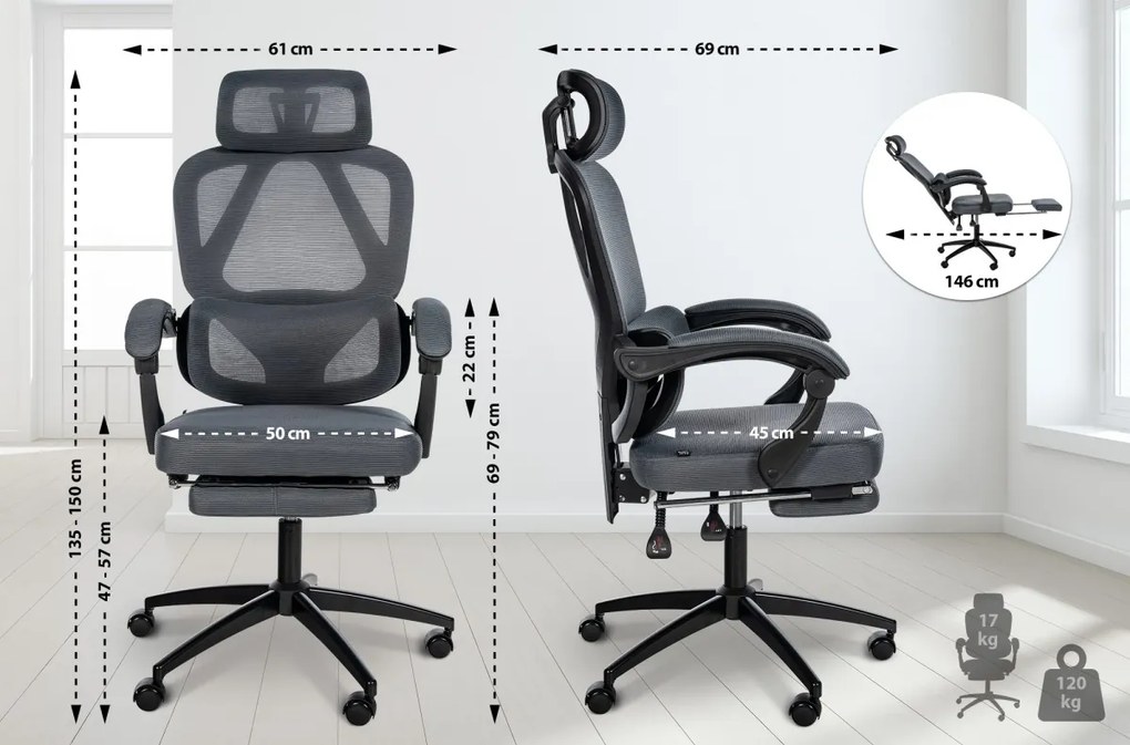 Design-Shop Kancelárska stolička Gander - Tmavo sivá