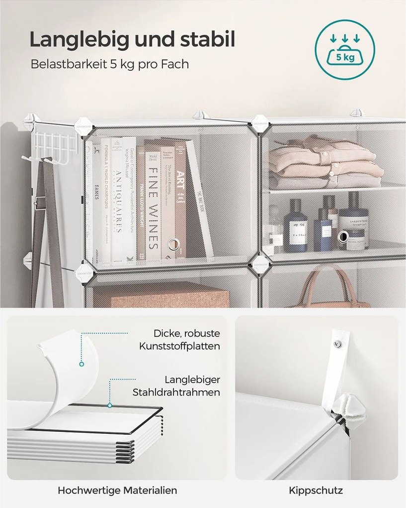 Modulárny prepojitelný botník v bielej farbe