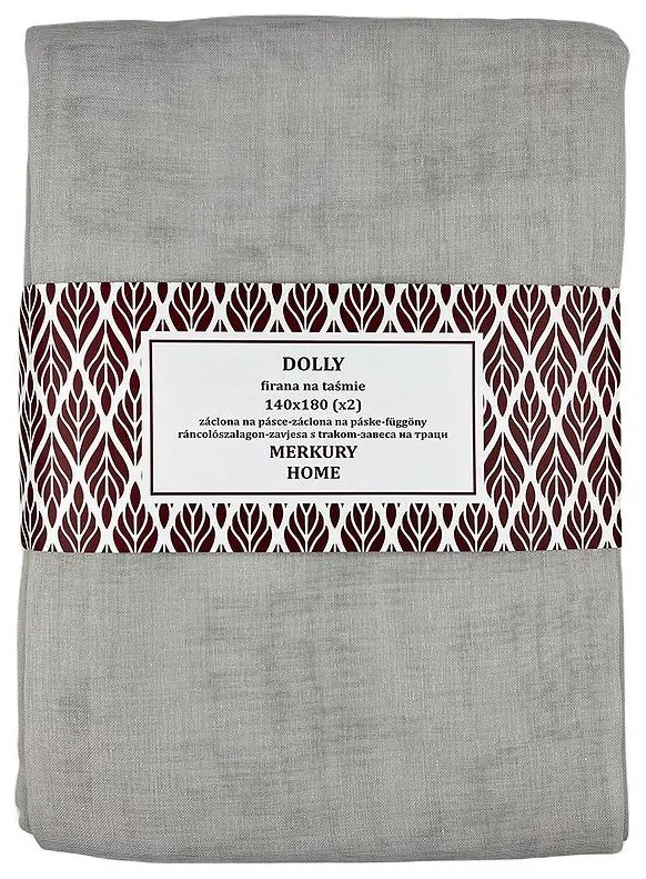 Záclona na páske Dolly polyester svetlosivá 140x180 (x2) Merkury Home