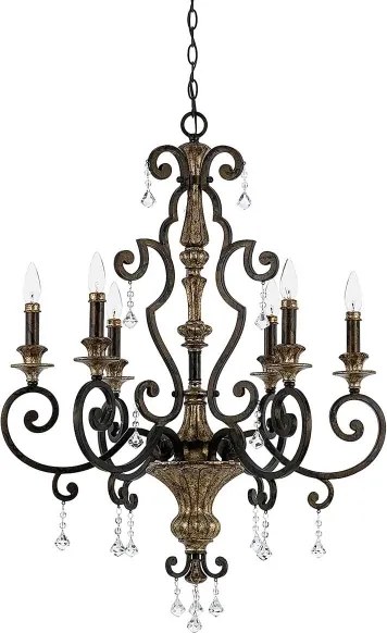 Quoizel QZ-MARQUETTE6-A - Luster na reťazi MARQUETTE 6xE14/60W/230V bronzový