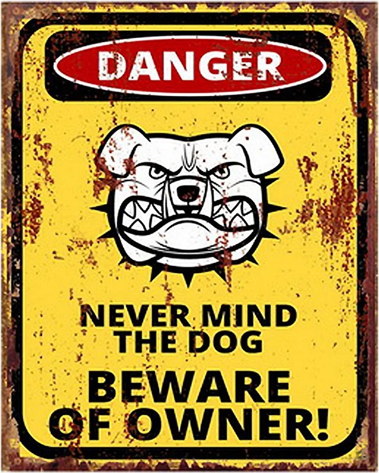 Žltá nástenná kovová ceduľa Danger - 20*1*25 cm