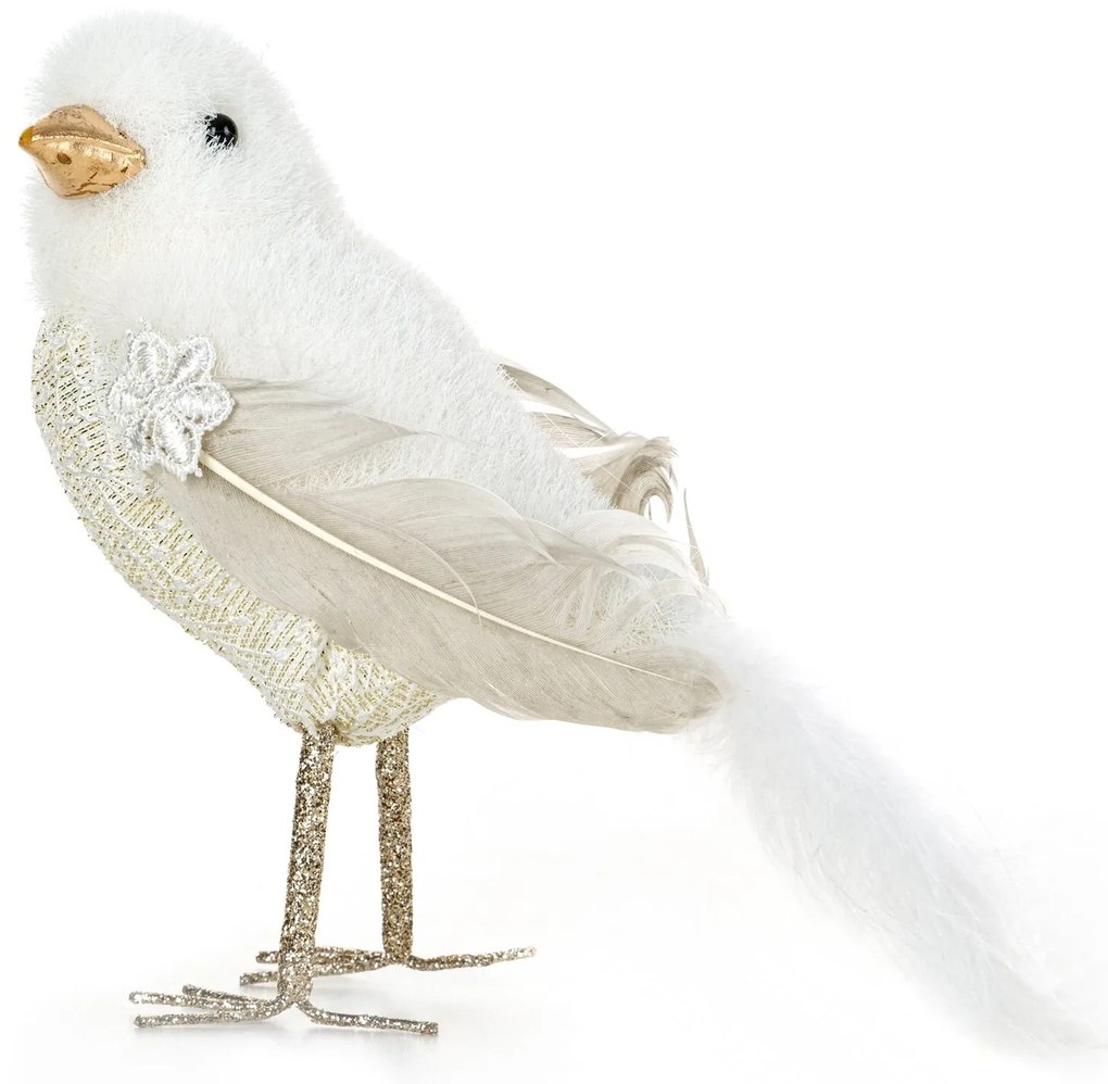 VIANOČNÁ FIGÚRKA BIRD SADA 6KS 15 CM BIELA