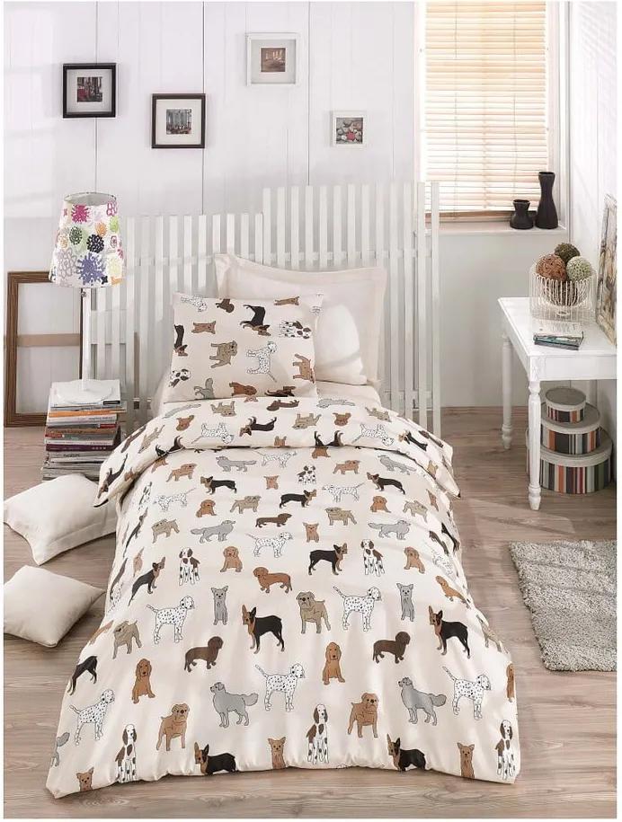Obliečky s plachtou na jednolôžko Dogs Pack, 160 × 220 cm