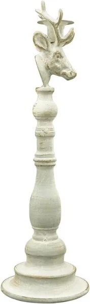 Šedý antik kovový svietnik ArtFerro s jeleňom - 13,5*13,5*43cm