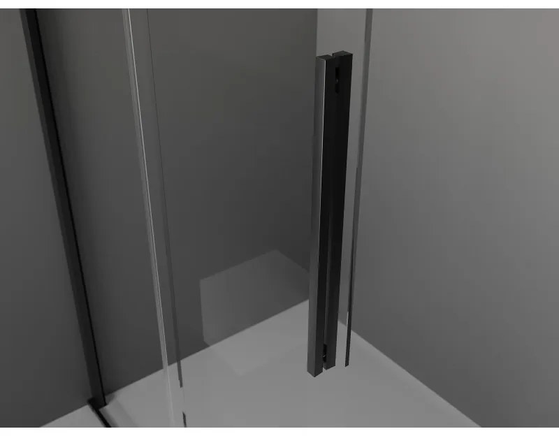 Mexen Velar, sprchová zástena s posuvnými dverami Walk-in 150 x 200 cm, 8mm sklo námraza, čierna matná, 871-150-000-33-70