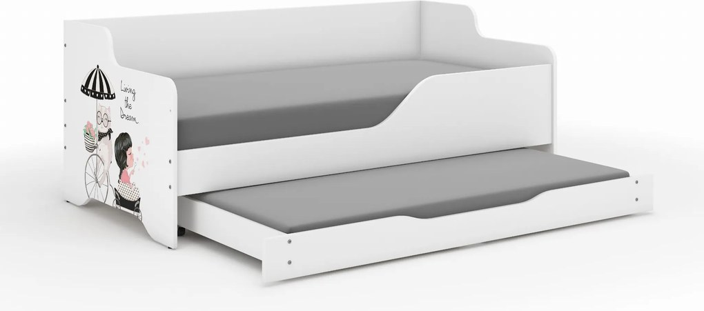 Wooden Toys Detská posteľ LILU 160x80 DIEVČATKO NA VÝLETE s funkciou spania (1)