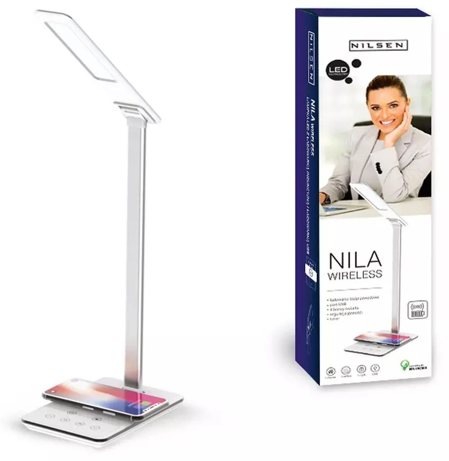 Stolná lampa s bezdrôtovým nabíjaním Nila Nilsen LED WHITE MA011 MA011