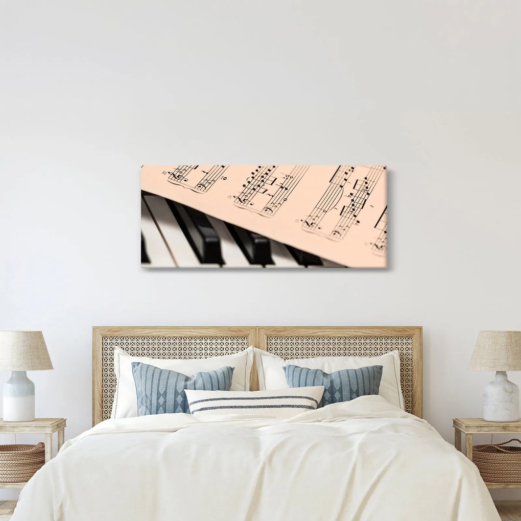 Obraz klavíra s notami (120x50 cm)