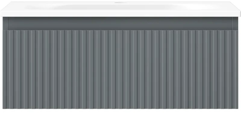 Mexen Rivel, kúpeľňová skrinka 60 cm s umývadlom Vela, 1 zásuvka, drážkovaná, grafitová matná/biela matná, 91A20-06023-1-BF66-W23M01