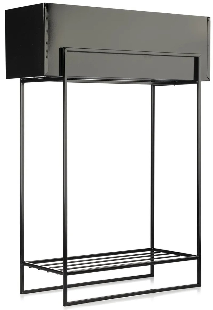 KOVOVÝ KVETINÁČ SO STOJANOM RECT 82X23X60 CM ČIERNA