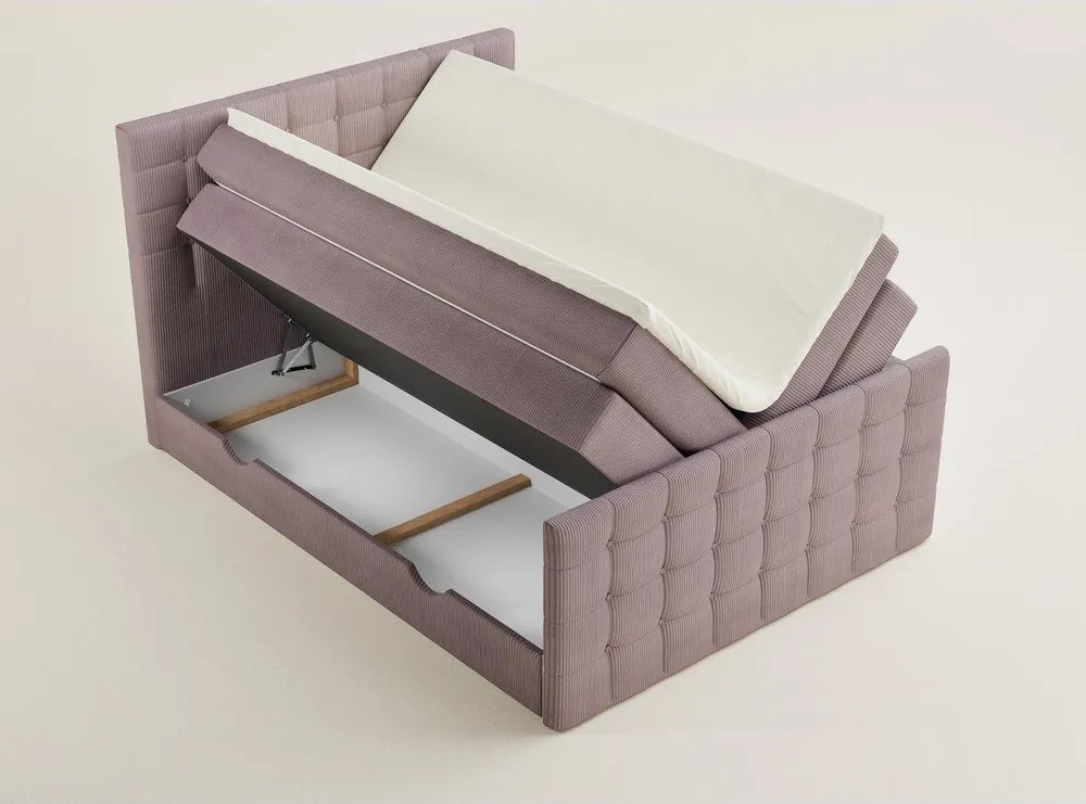 Fialová boxspring posteľ s úložným priestorom 160x200 cm Tasca – Maison de Rêve