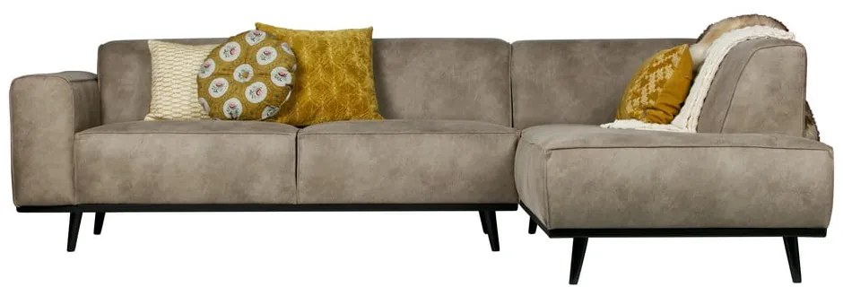 Svetlosivá rohová pohovka z imitácie kože (pravý roh/do L) Statement – WOOOD