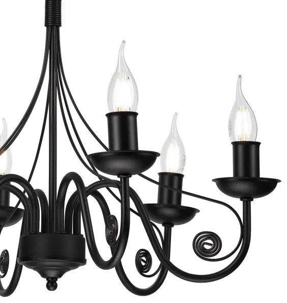 Luster na reťazi DONATO 6xE14/40W/230V čierna