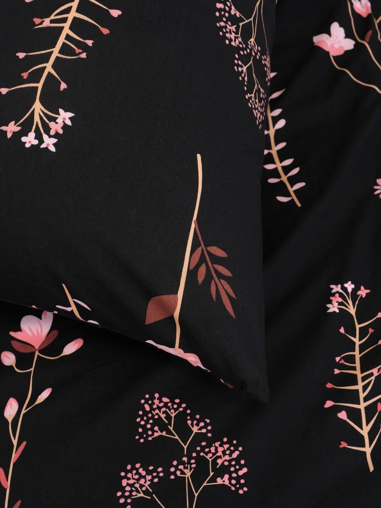 Predĺžené bavlnené obliečky Renforcé – Vlčie maky čierne