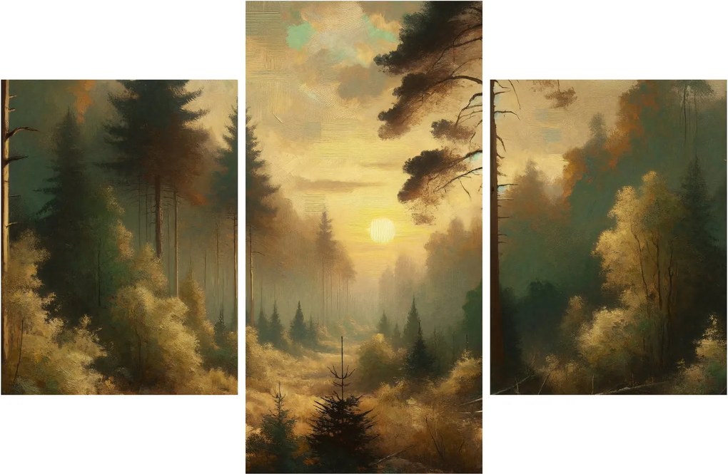 Obraz - Slnko žiariace lesom (90x60 cm)
