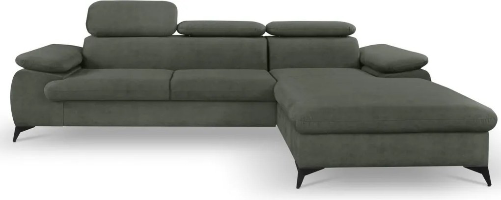 Rohová sedacia súprava Scala, olivovo zelená látka, pravý roh