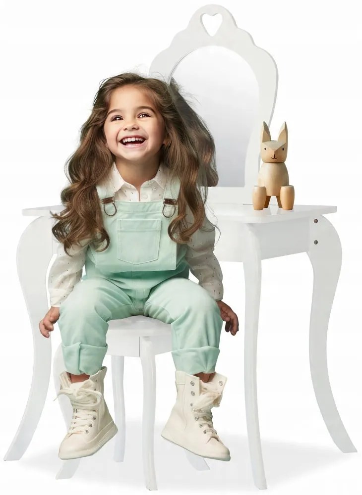 Detský toaletný stolík na maľovanie v bielej farbe