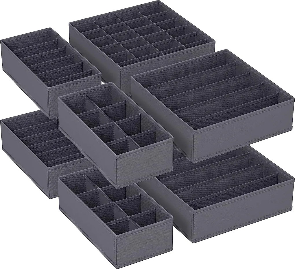Úložné boxy, zásuvkový organizér, sada 8 ks, šedé