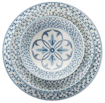 24-dielna jedálenská súprava z porcelánu v elegantnej modrej