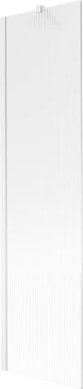 Mexen Next, vaňová zástena 1-krídlová 50 x 150 cm, fixné krídlo, 6 mm sklo s pruhmi, biely profil, 895-050-000-00-09-20