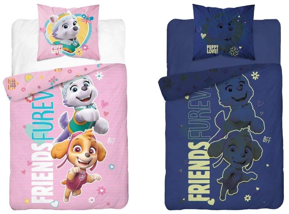 Svietiace obliečky PAW PATROL Friends furever ružové Rozmer obliečky: 70 x 80 cm | 140 x 200 cm