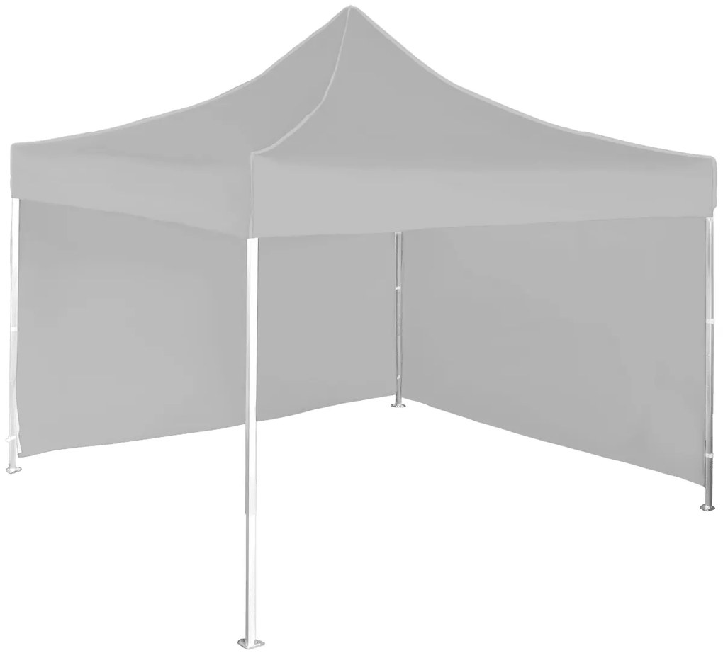 Rýchlorozkladací nožnicový stan 3x3m – hliníkový, 2 bočné plachty, Sivá / antracitová