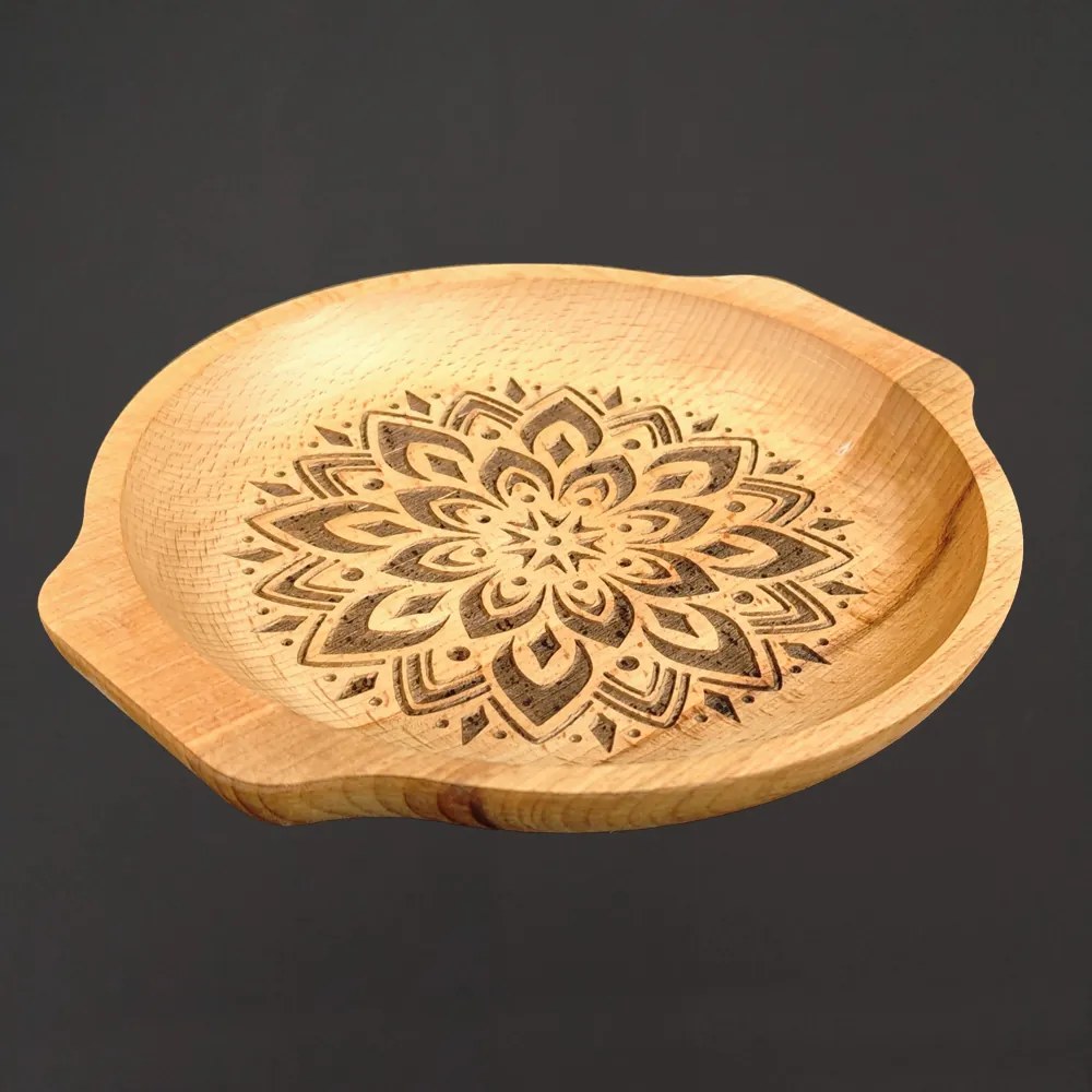 AMADEA Drevená miska mandala, masívne drevo, 24 cm