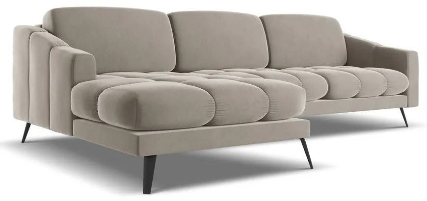 Béžová zamatová rohová pohovka (ľavý roh) Nalu – Makamii