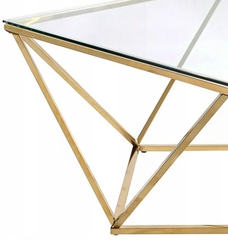 Tutumi Tutumi, sklenený konferenčný stolík Glamour 80x80x45 CS-14G, zlatá, KRZ-06585