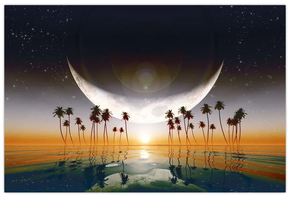 Obraz - Mesiac nad palmami (90x60 cm)